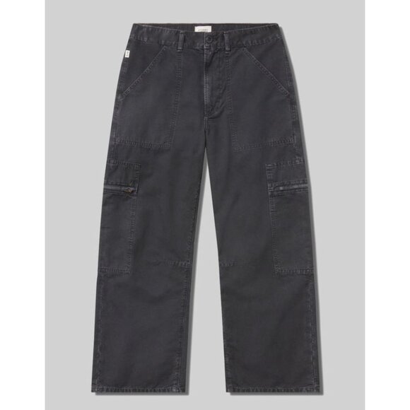 Citizens of Humanity Marcelle Low Slung Easy Cargo Barrel Jeans Pants Black 24 - Picture 2 of 5